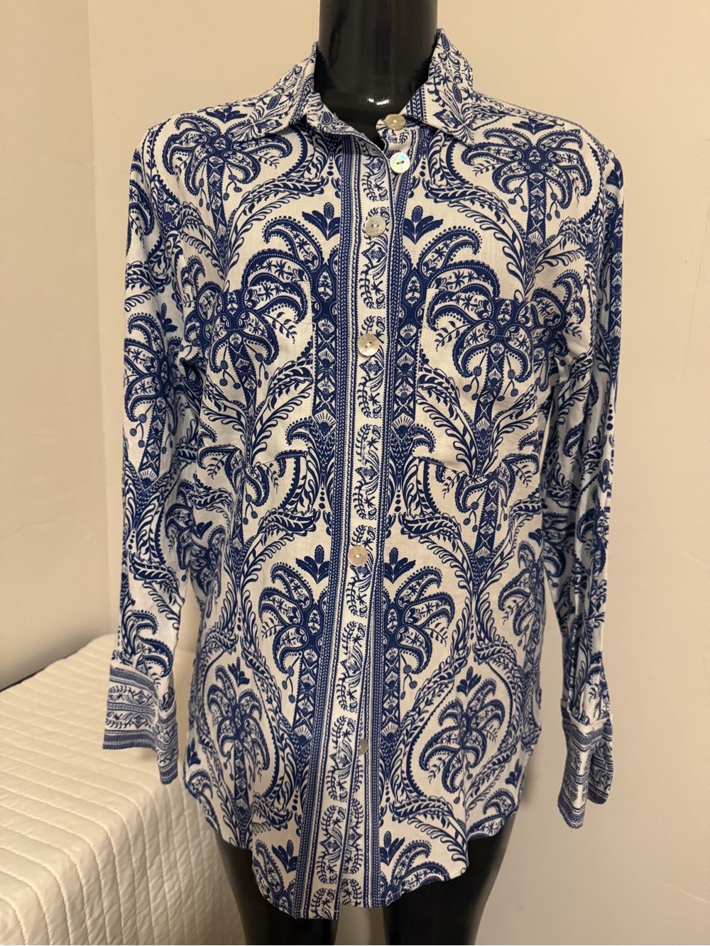 FARM Rio Blue & White Paisley Button-Down Shirt
